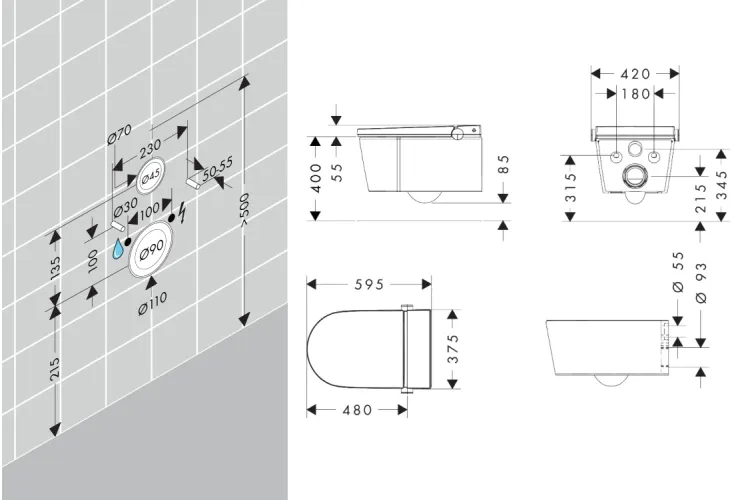Унітаз-біде підвісний LavaPura Element S AquaHelix Flush, SmartClean, HygieneEffect (63021450) image 7