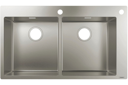 Кухонна мийка S712-F765 на стільницю 2х35d 865х500 дві чаші 370/370 (43311800) Stainless Steel