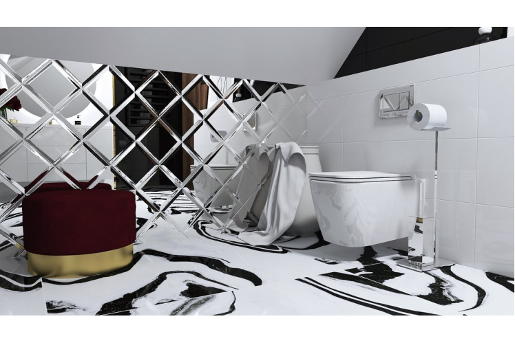 Чорно-біла ванна кімната PANDA від ECOCERAMIC. Фото 4