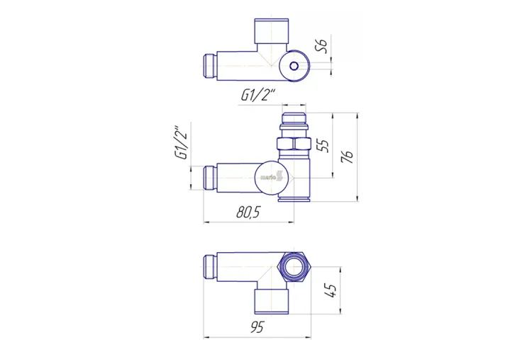 Кран кутовий під ТЕН комплект 2 шт, золото image 4