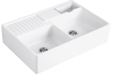 DOUBLE-BOWL SINK Кухонна мийка з двома чашами 89,5x63x22 та POP-UP, без отвору для змішувача (632392R1) White alpine glossy