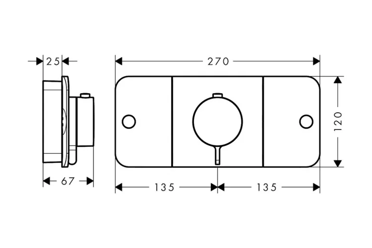 Термостат для 2-х споживачів Axor One, Polished Black Chrome 45712330 зображення 2