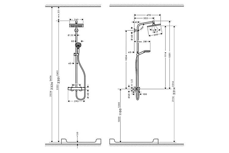 Душова система Crometta E Showerpipe EcoSmart 240 1jet з термостатом: 9 л/хв (27281000) image 3