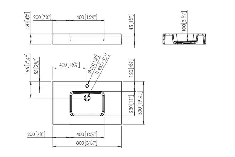 Умивальник RAS KRION SHELL ROCK 80x50, Graphite (100298398) зображення 2