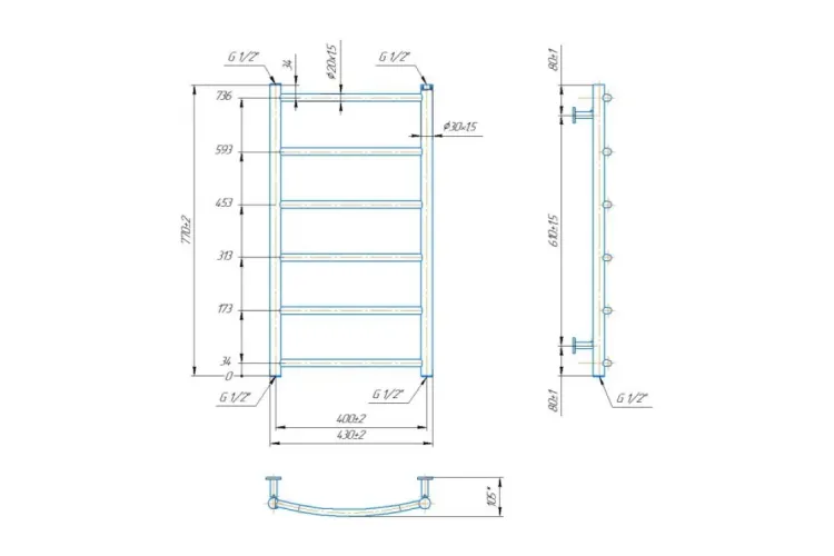 Рушникосушка INOX Класік HP 770х430/400 зображення 4