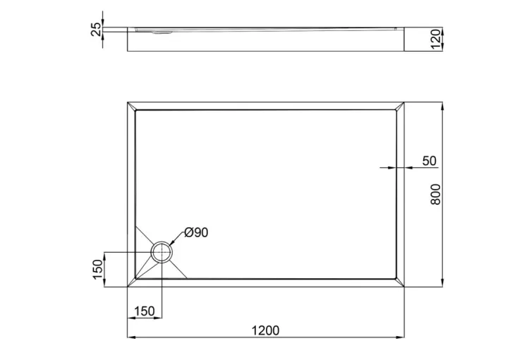 TERN Піддон 120x80х12 прямокутний, з сифоном 90мм image 5