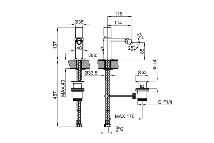 FORMA, Змішувач для біде, chrome+almond (100339984) зображення 2