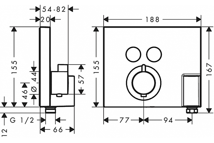 Термостат прихованого монтажу ShowerSelect на 2 клавіші з Fix Fit (15765000) image 2