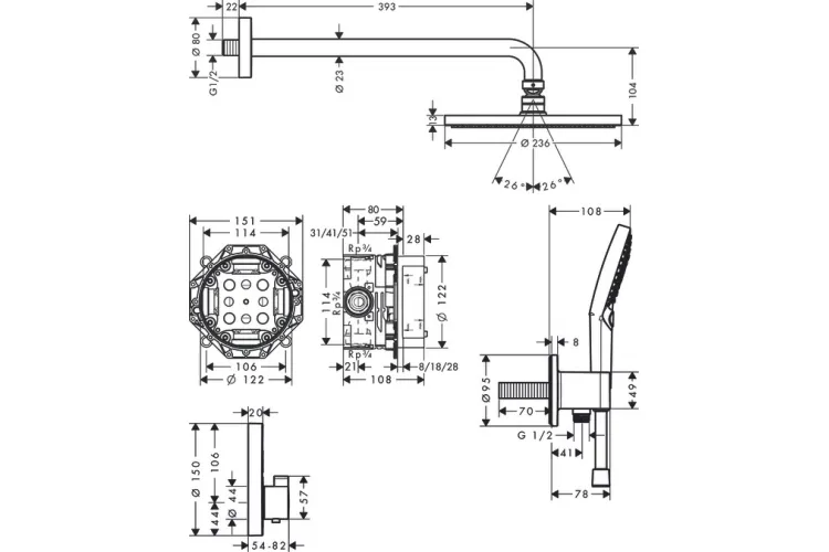 Душовий комплект Raindance S 240 1jet ShowerSelect S  6 в1 (27951000) Chrome зображення 2