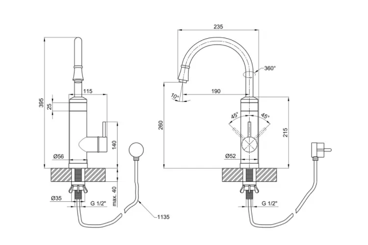 Змішувач CRW 9500059 однокран з електронагрівом  image 3