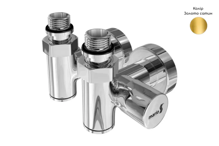 Кран кутовий під ТЕН комплект 2 шт, золото сатин image 1