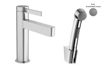 Змішувач Finoris 100 для умивальника з гігієнічної лійкою Brushed Black Chrome (76210340)