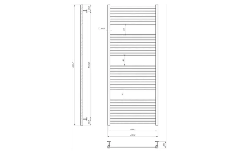 Рушникосушка INOX Гера 1500х630/600, білий матовий зображення 2