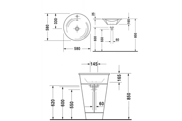 STARCK 1 Умивальник меблевий D 58 см (04065800001) WonderGliss зображення 3