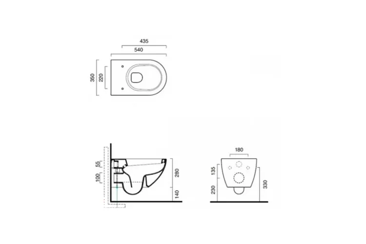 SFERA Унітаз підвісний NewFlush 54*35, білий + кріплення + сидіння image 2