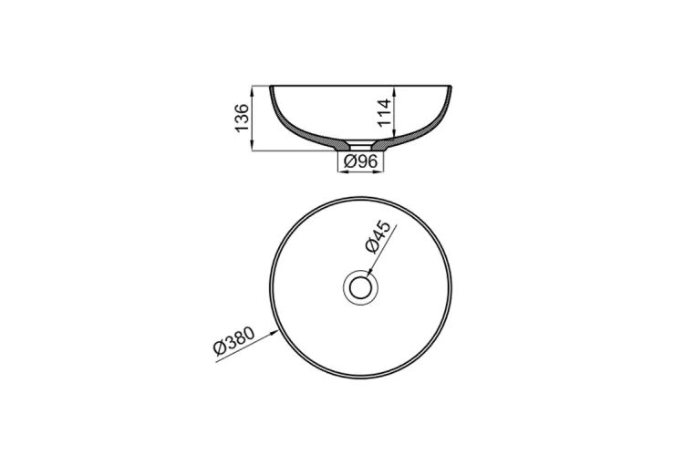 ACRO COMPACT Умивальник на стільницю 38 см, без переливу, сірий мат (100311377) image 2