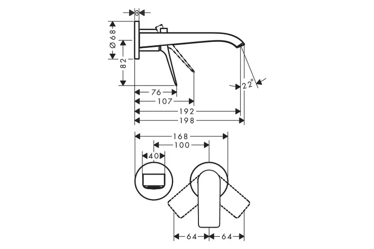 Змішувач Vivenis 195 для умивальника зі стіни, Brushed Bronze (75050140) зображення 3