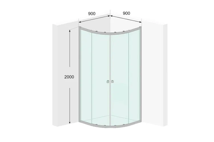 Кабіна душова DYNAMO, скло прозоре, захист, двері 900Lх900R, ручка круглий кноб. h2000 зображення 3