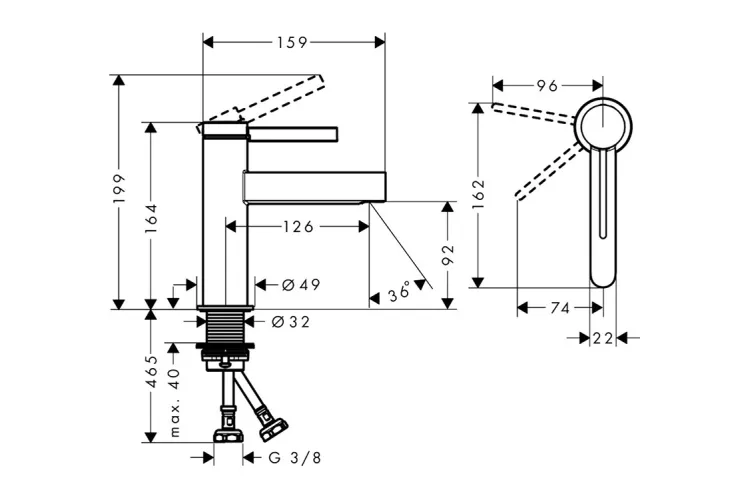 Змішувач Finoris 100 CoolStart для умивальника з д/к push-open, Brushed Black Chrome (76012340) зображення 2