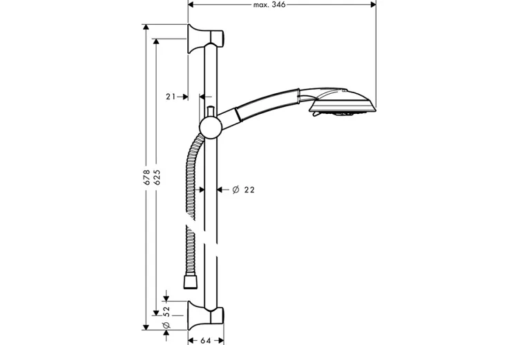 Душовий набір Raindance Classic 100 3jet 65см (27843000) зображення 3