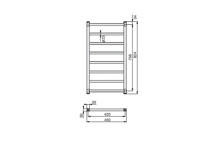 Рушникосушка STALOX 824х450 нержавійка RAL9016 White (STX-080-045) зображення 2