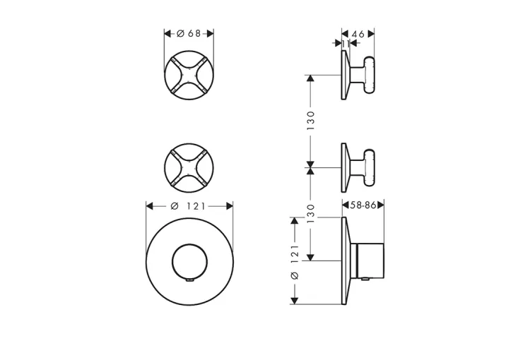 Термостат Axor One Cross для 2-х споживачів, Brushed Nickel (48712820) зображення 2