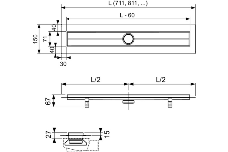 Душовий елемент (трап) прямий L - 900 мм з гідроізоляцією TECE (600900) зображення 2