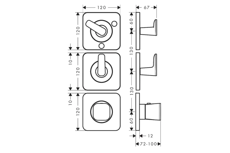 Термостат Axor Citterio C Cubic cut 380/120 для 3-х споживачів, Brushed Black Chrome (49711340) зображення 2