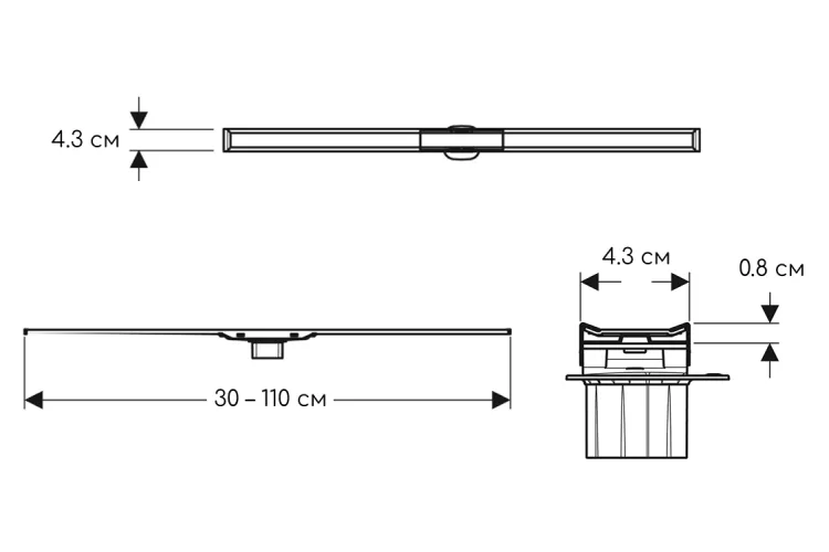 Дренажний канал CleanLine20, нержавіюча сталь мат, L30-110см 154.461.KS.1 зображення 2