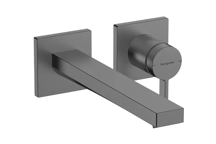 Змішувач Tecturis E 225 для умивальника зі стіни, Brushed Black Chrome (73051340) зображення 1