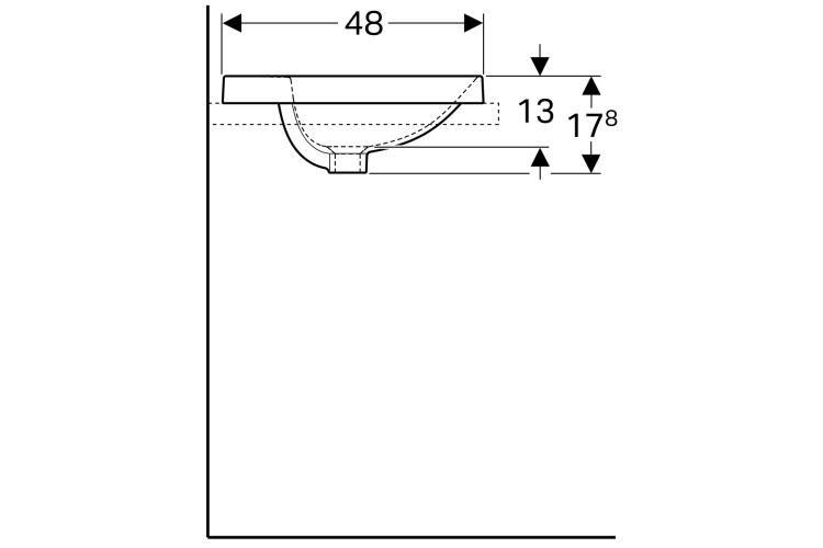 Умивальник VARIFORM 60 см овальний, врізний в стільницю, з полицею для отвору під змішувач та переливом, білий (500.725.01.2) image 3