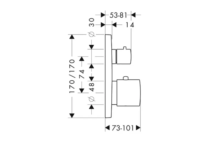 Змішувач Axor Citterio M прихованого  монтажу, термостат, ванна/душ, Brushed Nickel (34725820) image 2