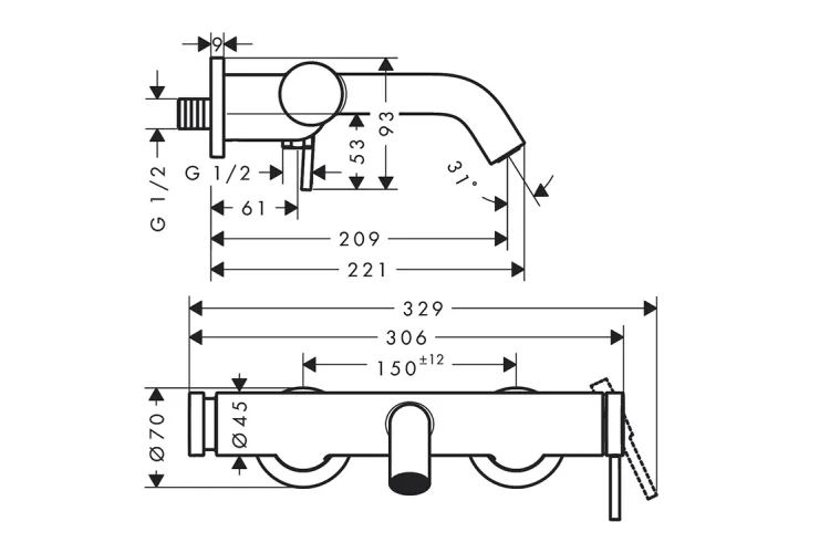 Змішувач Tecturis S для ванни, Stainless Steel Optic (73422800) зображення 2