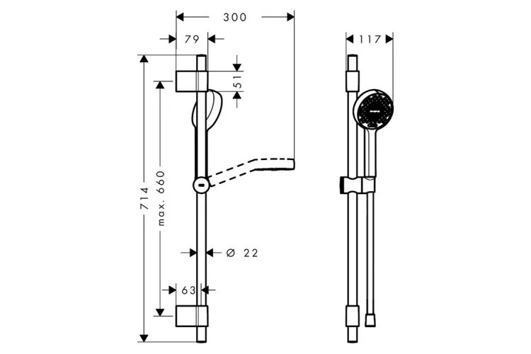 Душовий набір Activera Select S 2jet EcoSmart 72 см, Matt Black (28048670)  зображення 2