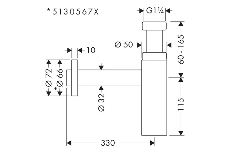 Сифон Axor Flowstar для умивальника, Polished Black Chrome (51305330) image 2