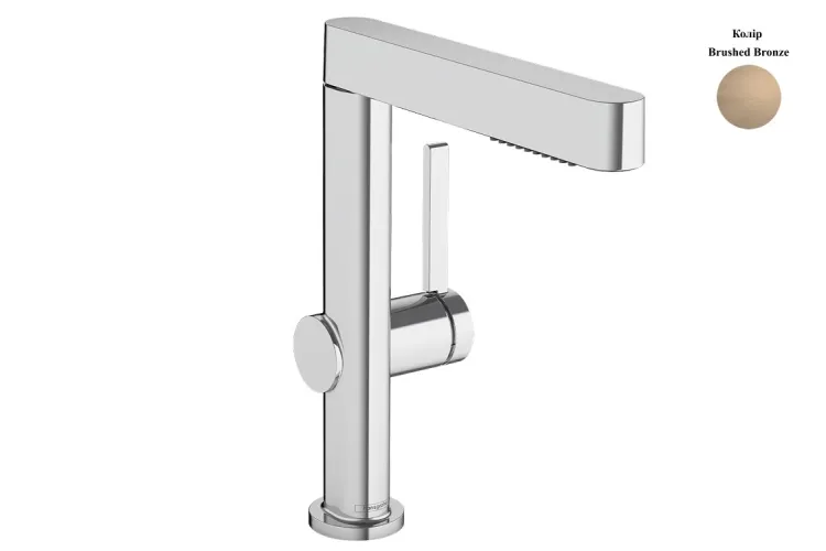 Змішувач Finoris 230 для умивальника з поворотним висувним носиком 2JET і донним клапаном push-open, Brushed Bronze (76063140) зображення 1