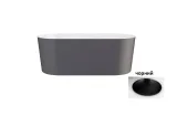 Ванна вільностояча LOVA 160х74 gun metal matt з сифоном клік-клак чорний матовий верхня очистка (зсередини біла глянцева)