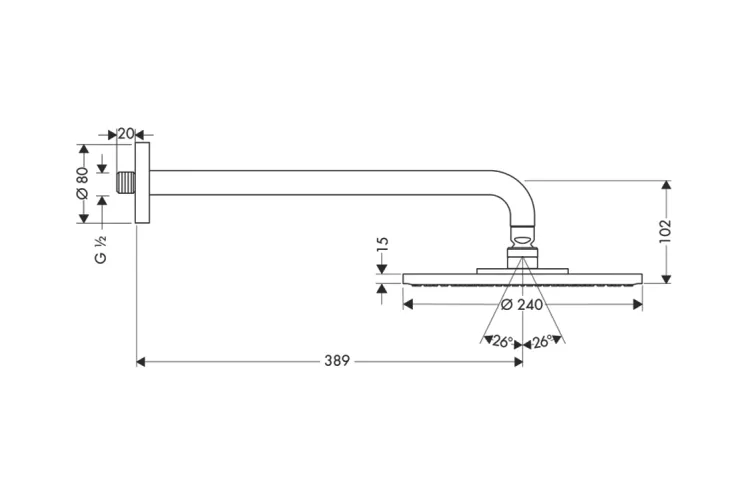 Верхній душ Raindance S 240 Showerpipe 1jet EcoSmart 9 л/хв з тримачем (27461000) зображення 2