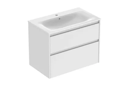 Тумба +  умивальник SELNOVA SQUARE SLIM RIM, 80 см, білий (504.139.00.1)