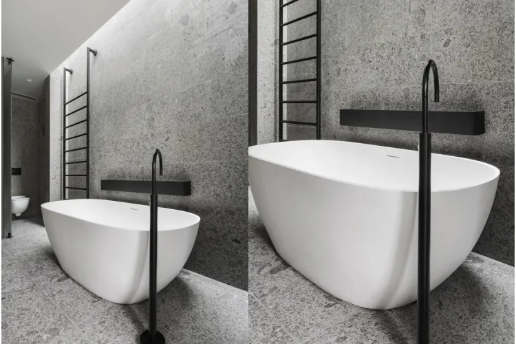 Ванна вільностояча з литого мармуру SENSE 170х80 Gelcoat біла глянцева з сифоном клік-клак image 2