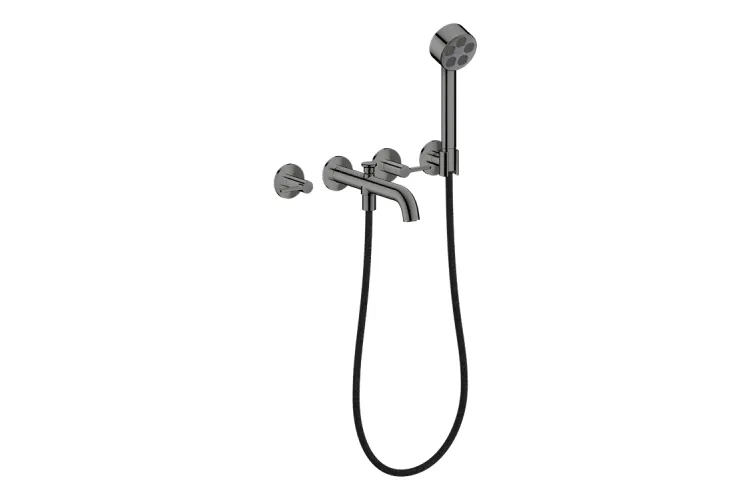 Змішувач AXOR One для ванни врізний зі стіни на 3 отвори, Polished Black Chrome (48444330) image 1