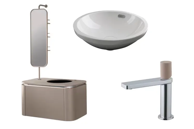 Pack FORMA Almond, Комплект меблів для ванної кімнати + змішувач chrome+almond (100317356) зображення 1