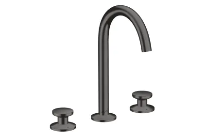 Змішувач One Select 170 для умивальника на 3 отвори з донним клапаном push-open, Brushed Black Chrome (48070340)