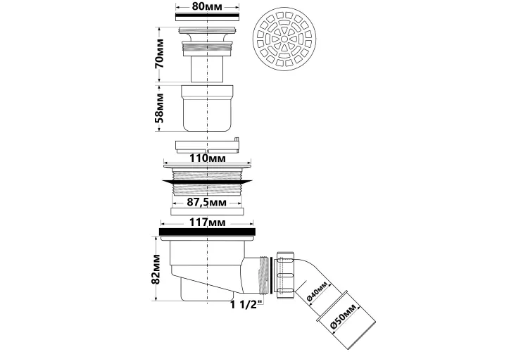 Сифон для піддона 90 коричневий HC27-ABBR image 2