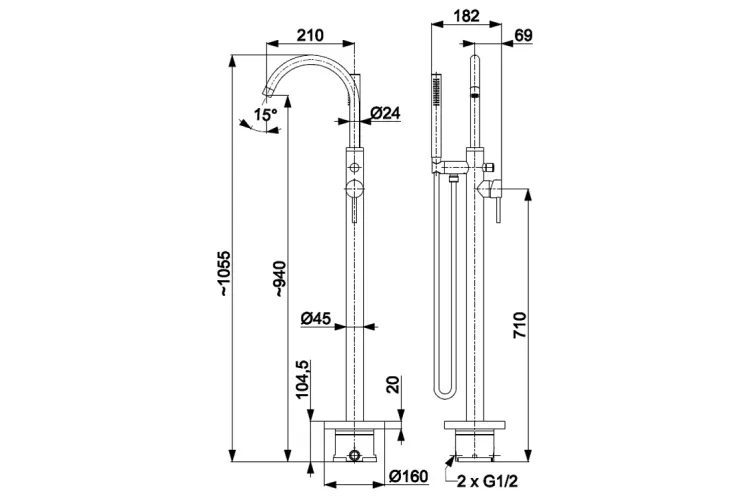 Змішувач для ванни вільностоячий MOZA chrome 5035-510-00 image 4