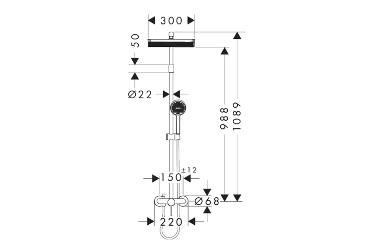 Душова система Activera Q 290/180 1jet EcoSmart зі змішувачем, Chrome (28747000) image 2