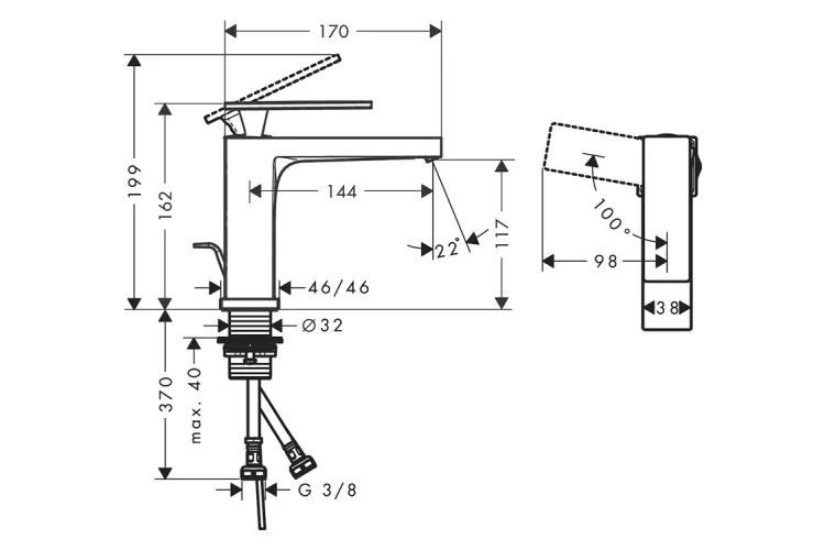 Змішувач Tecturis E 110 CoolStart  для умивальника, Chrome (73018000) зображення 2