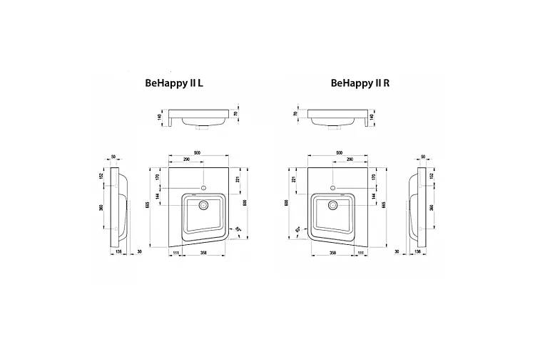 Умивальник кутовий BeHappy II 50х66,5 правий з отвором білий, XJAP1100001 image 2