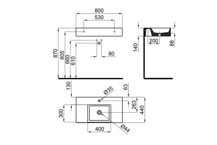 ESSENCE, Умивальник підвісний, 80 см, lemon grass (700036500) зображення 3