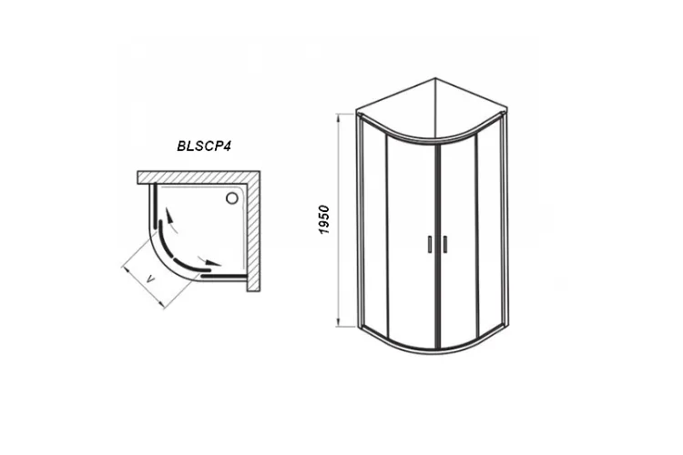 Душова кабіна BLSCP4-90 Полірований алюміній Transparent X3BM70C00Z1 зображення 3